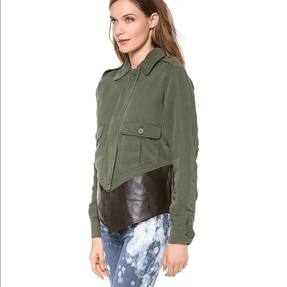 Military jacket with leather trim - Picture 3 of 7